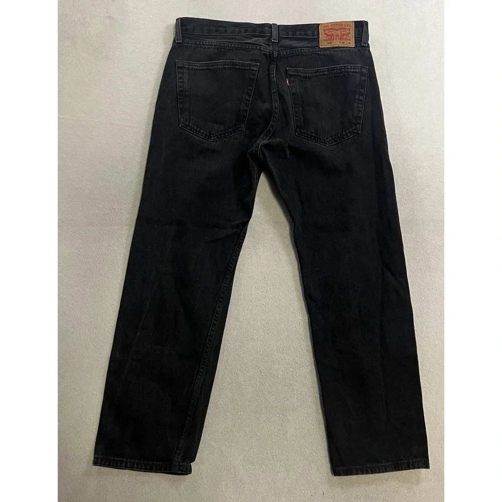 Levi's 505 Regular Fit Jeans Men's Size 36x30 Black Straight Leg Denim Pants